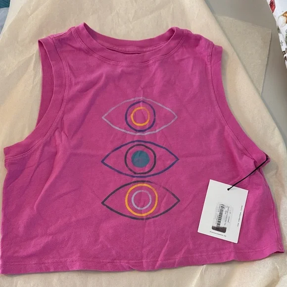 Spiritual Gangster Magenta Crop Top with Eye Design - Picture 1 of 3
